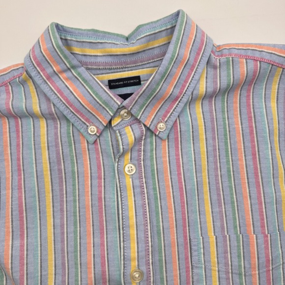 GAP Striped Button Down‎ Shirt Standard Fit Stretch Colorful Men's Large - Picture 1 of 6